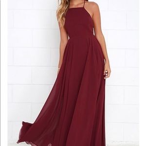 Maroon halter maxi dress
